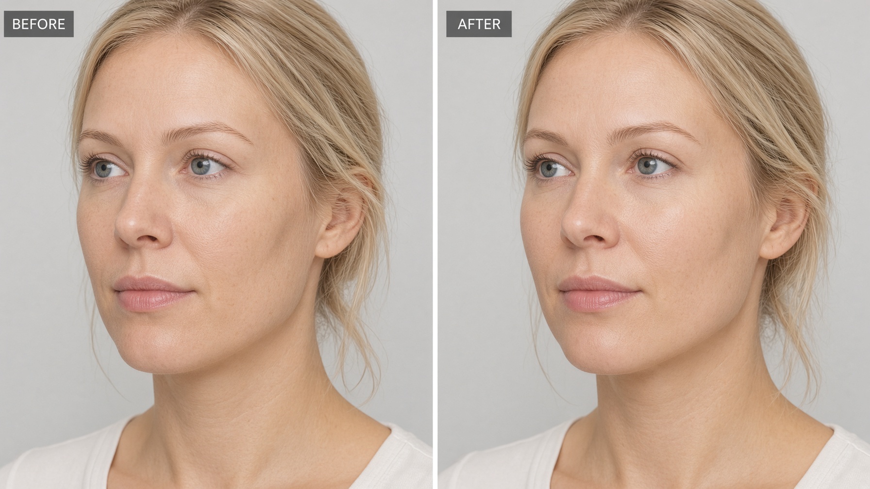 Före och efter kind- och midface-filler – återställd volym