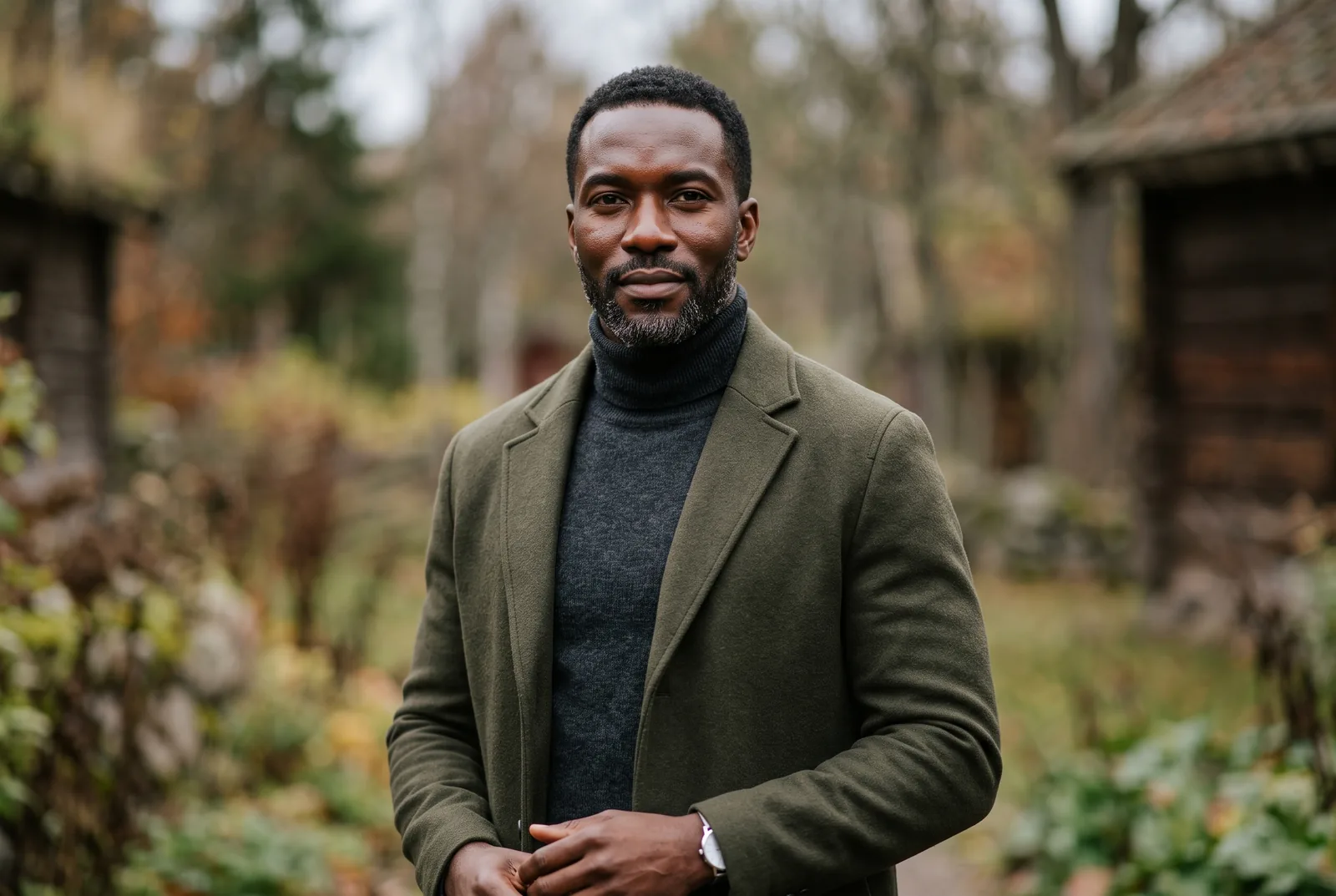 Välvårdad man med melanin-rik hud